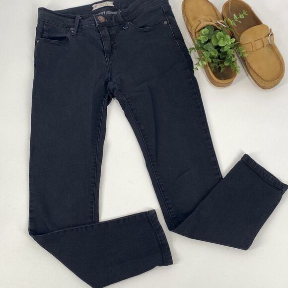 Free People Slim Mid-Rise Black Jeans Stretch Cropped 26 - Picture 1 of 14